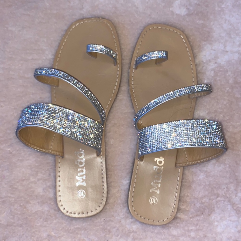 silver sparkle women’s sandals